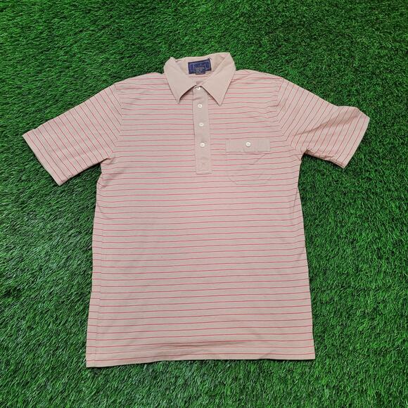 VTG 70s Finalist Dagger Collar Knit Polo Mens XS Horizontal Stripe - Picture 1 of 11